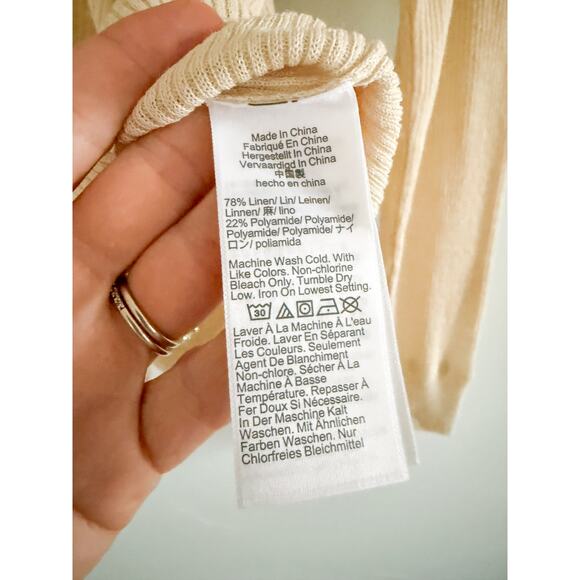 Madewell | NWT Linen-Blend Crewneck Cardigan in Beach Sand | Sz XL - Picture 6 of 9